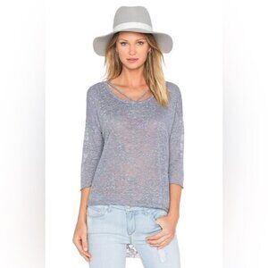 REVOLVE LNA Cape Strap Tee Top Burnout 3/4 Length Sleeve White High Low hem XS